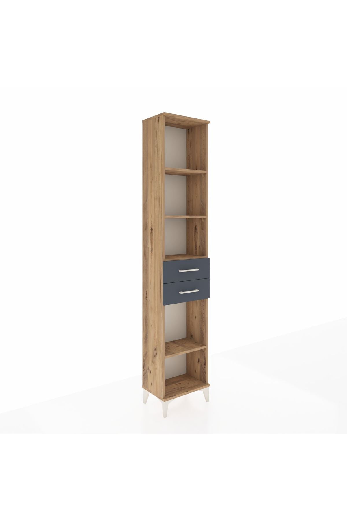 Arges Dolap 4 Raflı 3 Çekmeceli 44x30x221 Çam-Antrasit