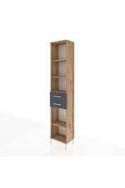 Arges Dolap 4 Raflı 3 Çekmeceli 44x30x221 Çam-Antrasit