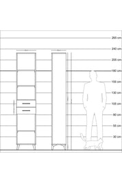 Arges Dolap 4 Raflı 3 Çekmeceli 44x30x221 Çam-Antrasit
