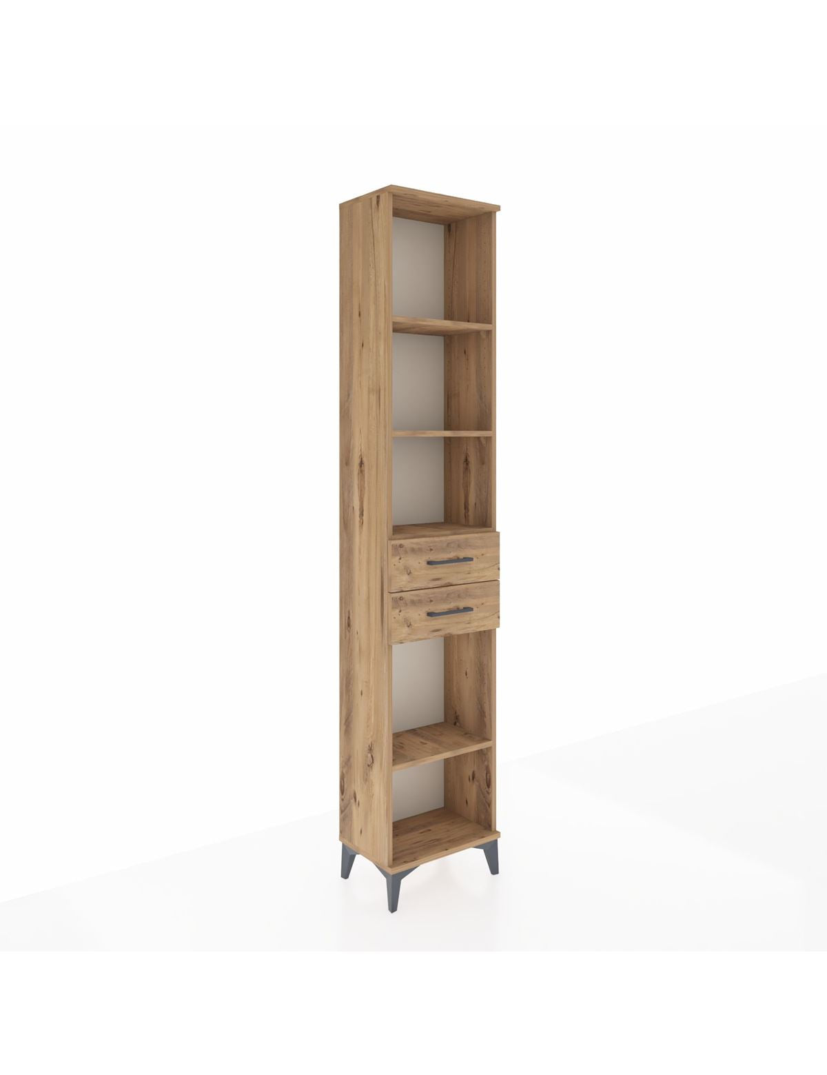 Arges Dolap 4 Raflı 3 Çekmeceli 44x30x221 Çam-Çam