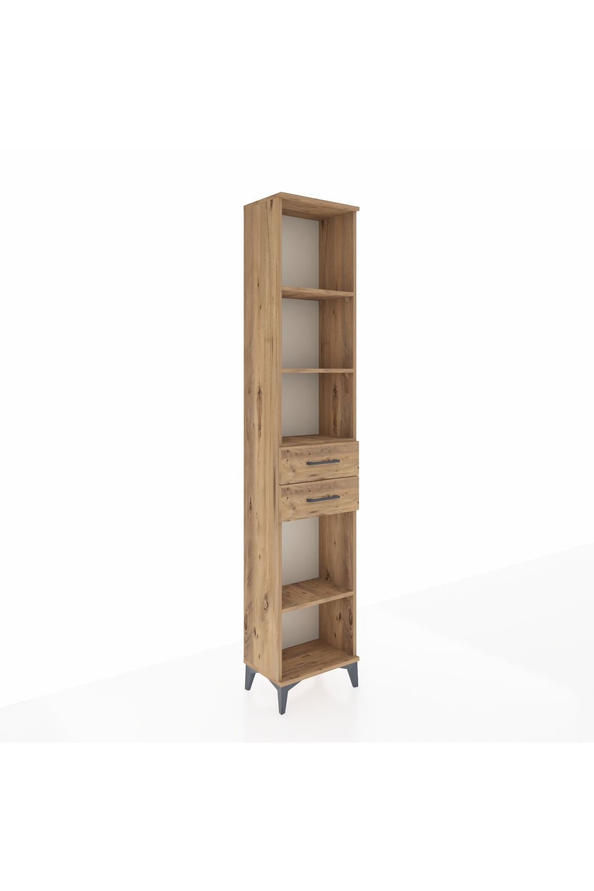 Arges Dolap 4 Raflı 3 Çekmeceli 44x30x221 Çam-Çam