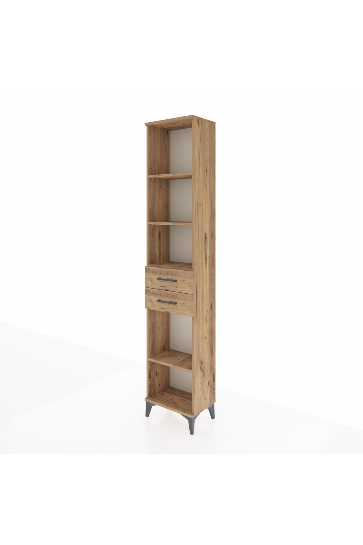 Arges Dolap 4 Raflı 3 Çekmeceli 44x30x221 Çam-Çam