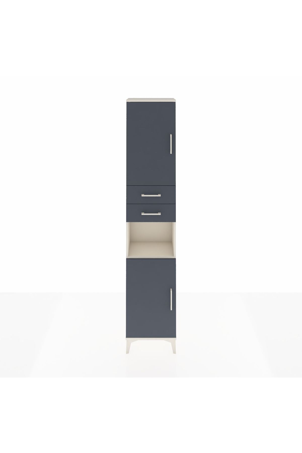 Arges Dolap 4 Raflı 2 Çekmeceli 2 Kapaklı 44x30x221 Aytaşı-Antrasit