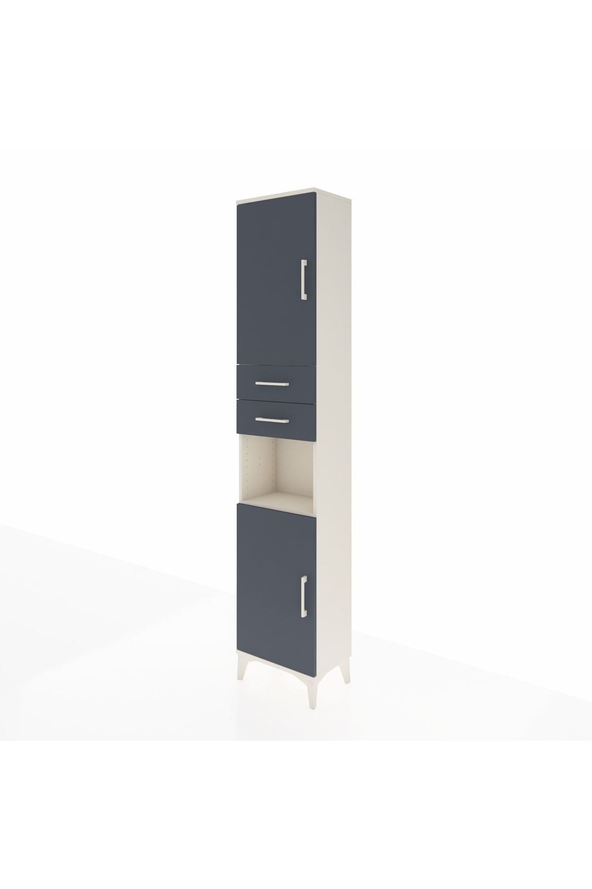 Arges Dolap 4 Raflı 2 Çekmeceli 2 Kapaklı 44x30x221 Aytaşı-Antrasit