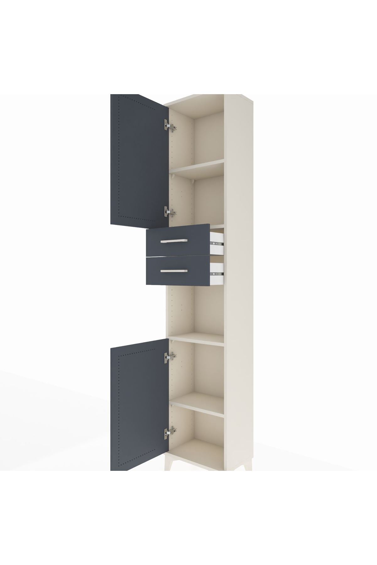 Arges Dolap 4 Raflı 2 Çekmeceli 2 Kapaklı 44x30x221 Aytaşı-Antrasit