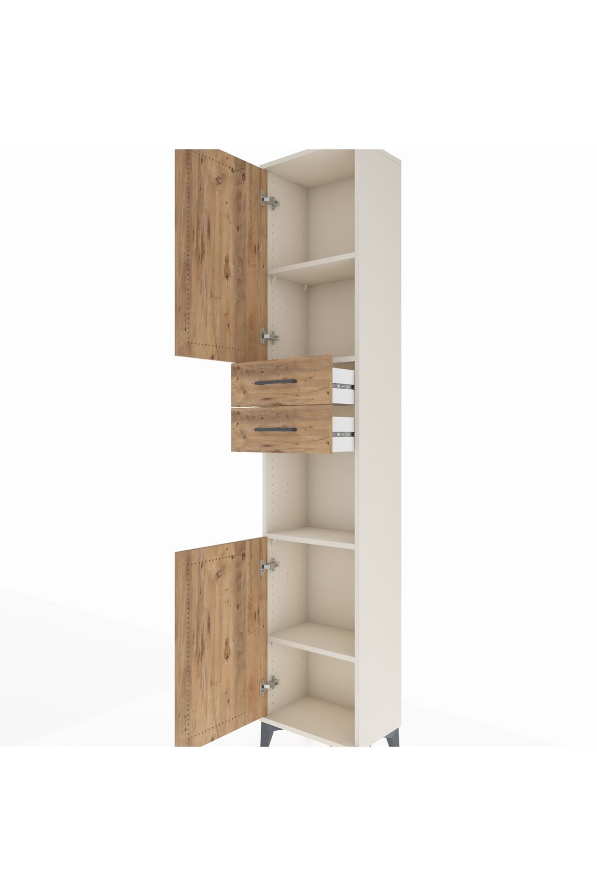 Arges Dolap 4 Raflı 2 Çekmeceli 2 Kapaklı 44x30x221 Aytaşı-Çam