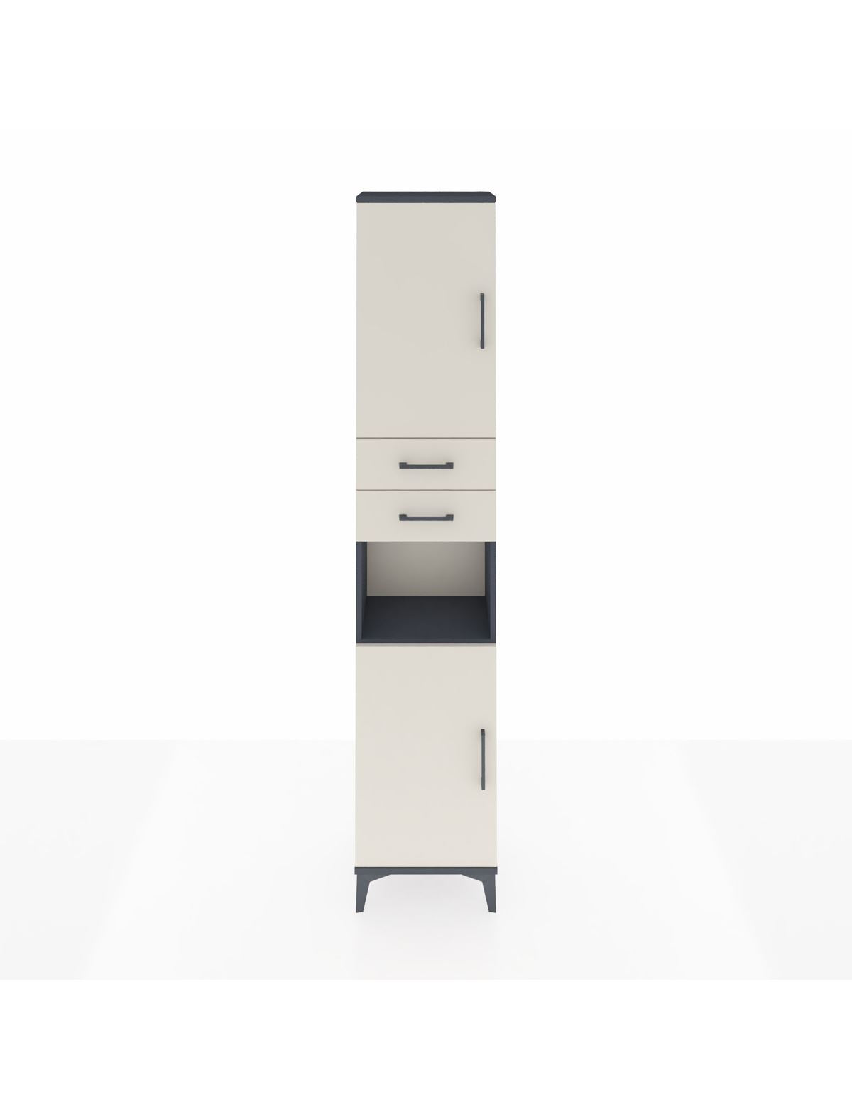 Arges Dolap 4 Raflı 2 Çekmeceli 2 Kapaklı 44x30x221 Antrasit-Aytaşı