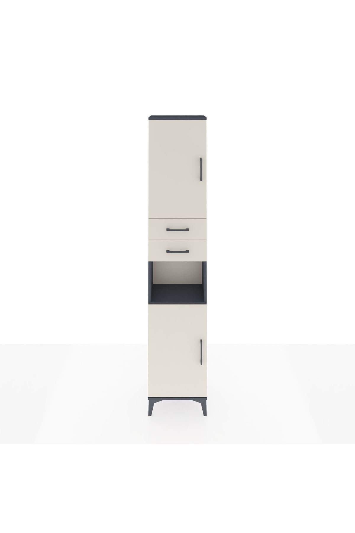 Arges Dolap 4 Raflı 2 Çekmeceli 2 Kapaklı 44x30x221 Antrasit-Aytaşı