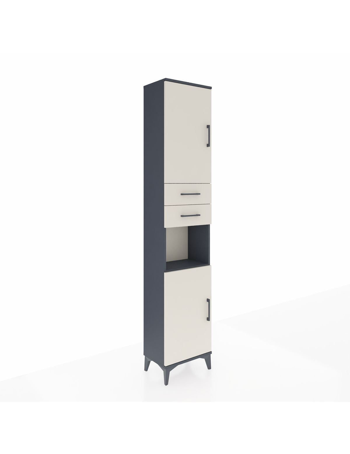 Arges Dolap 4 Raflı 2 Çekmeceli 2 Kapaklı 44x30x221 Antrasit-Aytaşı