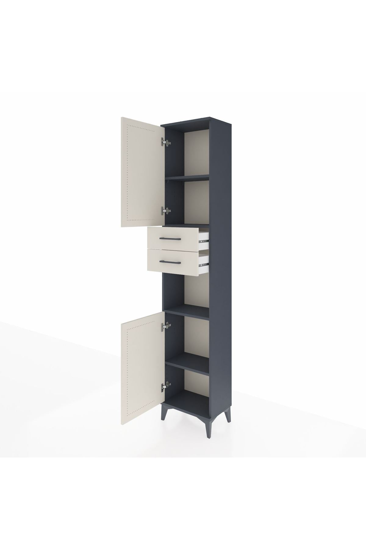 Arges Dolap 4 Raflı 2 Çekmeceli 2 Kapaklı 44x30x221 Antrasit-Aytaşı