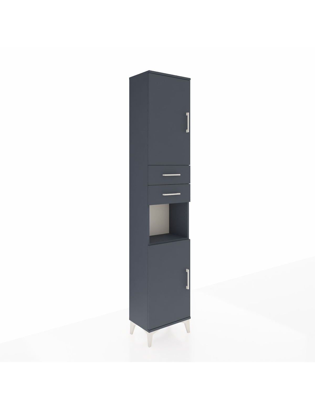 Arges Dolap 4 Raflı 2 Çekmeceli 2 Kapaklı 44x30x221 Antrasit-Antrasit