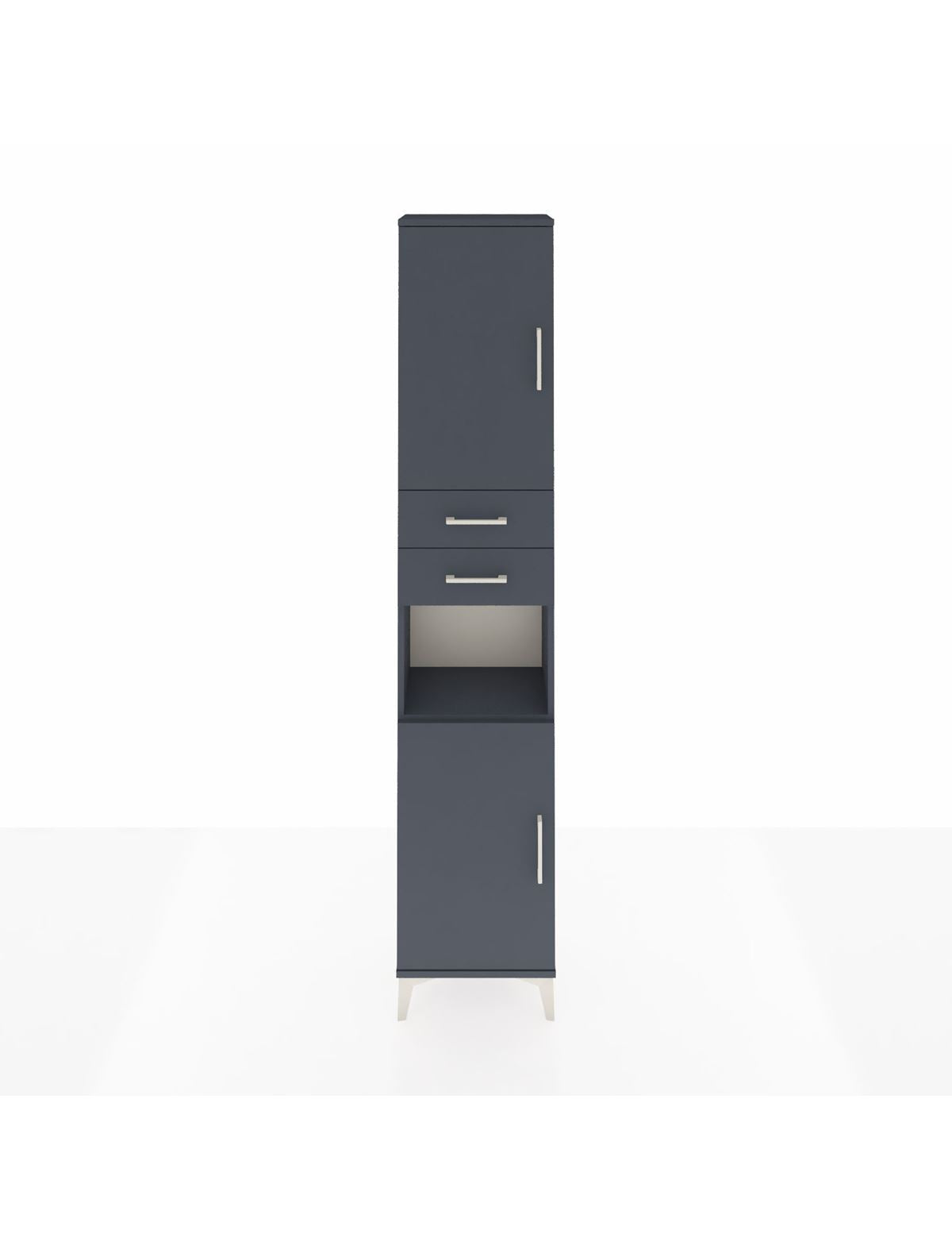 Arges Dolap 4 Raflı 2 Çekmeceli 2 Kapaklı 44x30x221 Antrasit-Antrasit