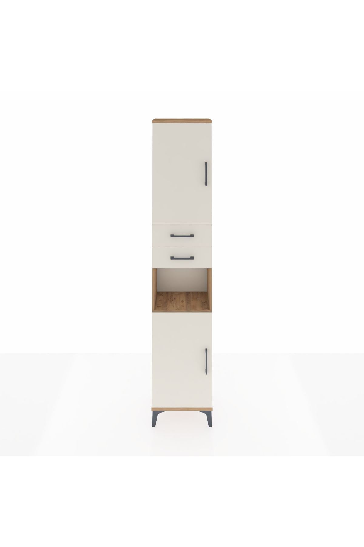 Arges Dolap 4 Raflı 2 Çekmeceli 2 Kapaklı 44x30x221 Çam-Aytaşı