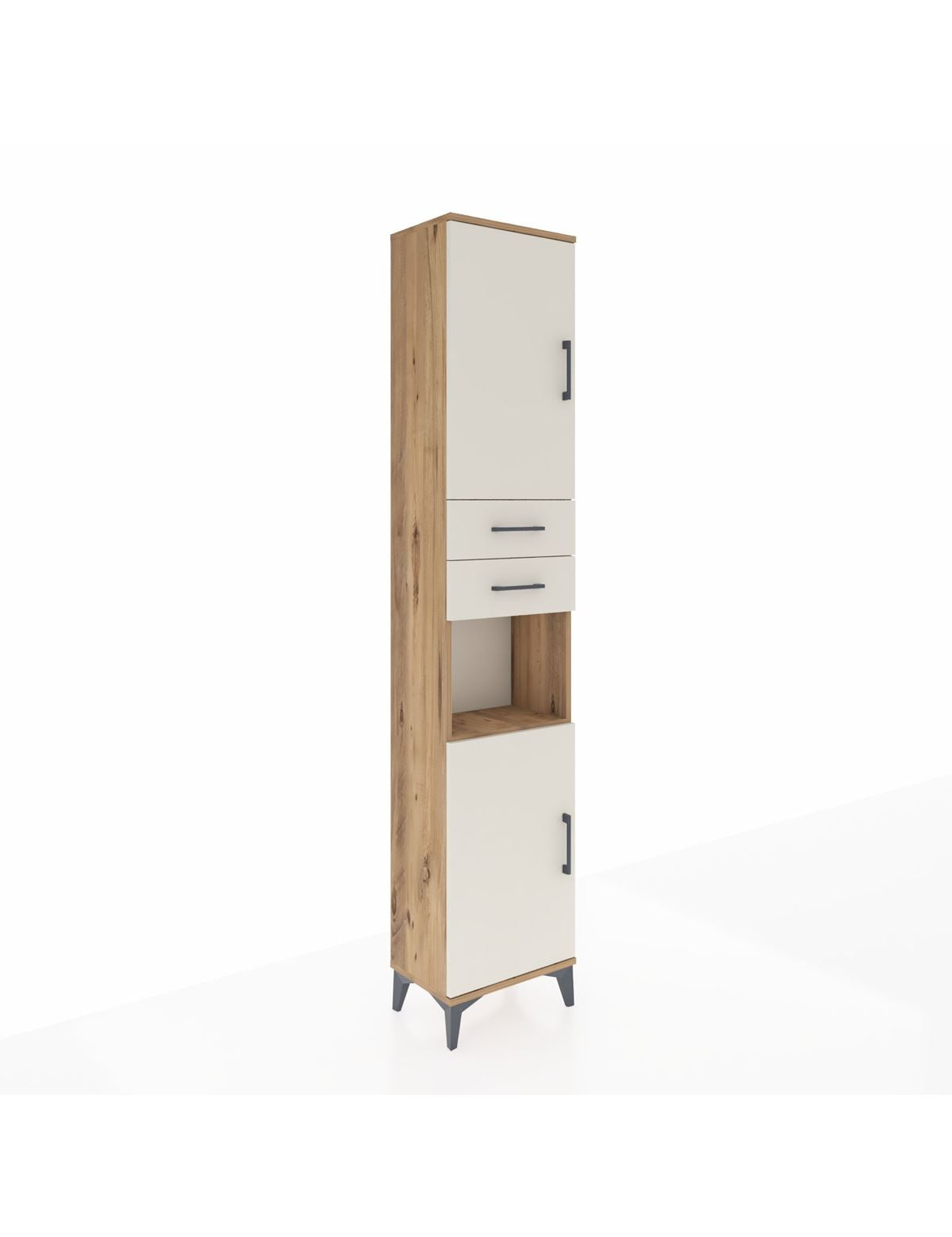 Arges Dolap 4 Raflı 2 Çekmeceli 2 Kapaklı 44x30x221 Çam-Aytaşı