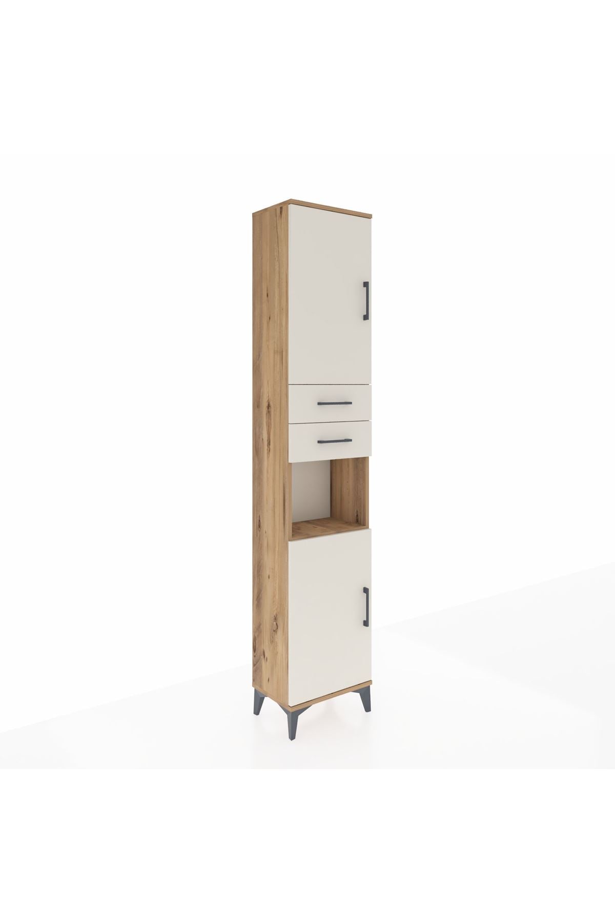 Arges Dolap 4 Raflı 2 Çekmeceli 2 Kapaklı 44x30x221 Çam-Aytaşı