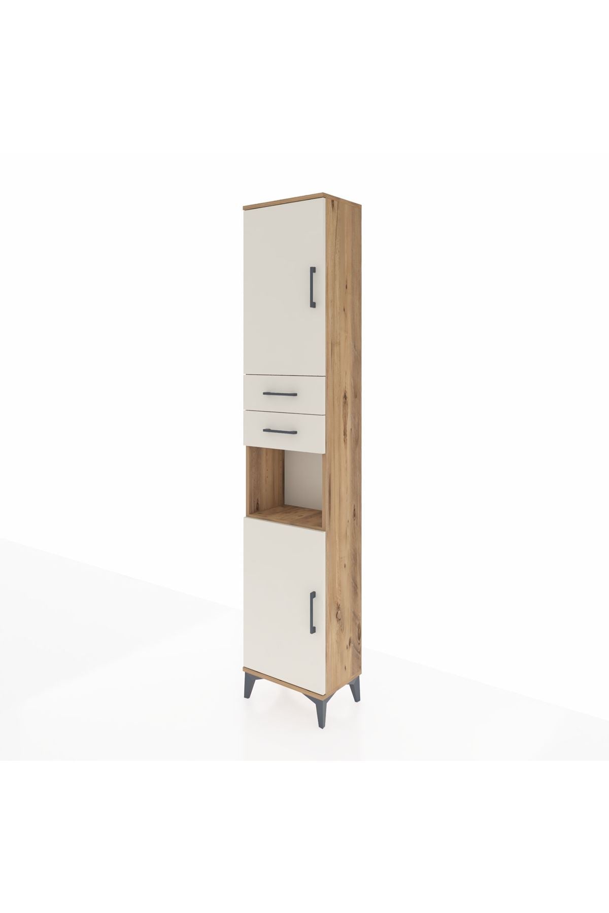 Arges Dolap 4 Raflı 2 Çekmeceli 2 Kapaklı 44x30x221 Çam-Aytaşı