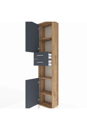 Arges Dolap 4 Raflı 2 Çekmeceli 2 Kapaklı 44x30x221 Çam-Antrasit