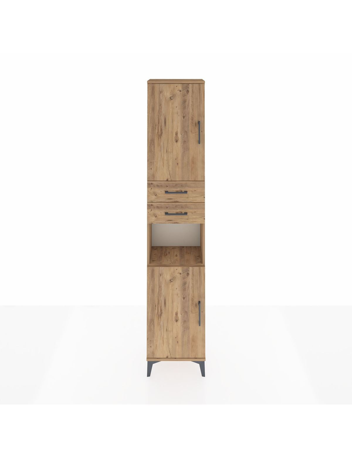 Arges Dolap 4 Raflı 2 Çekmeceli 2 Kapaklı 44x30x221 Çam-Çam