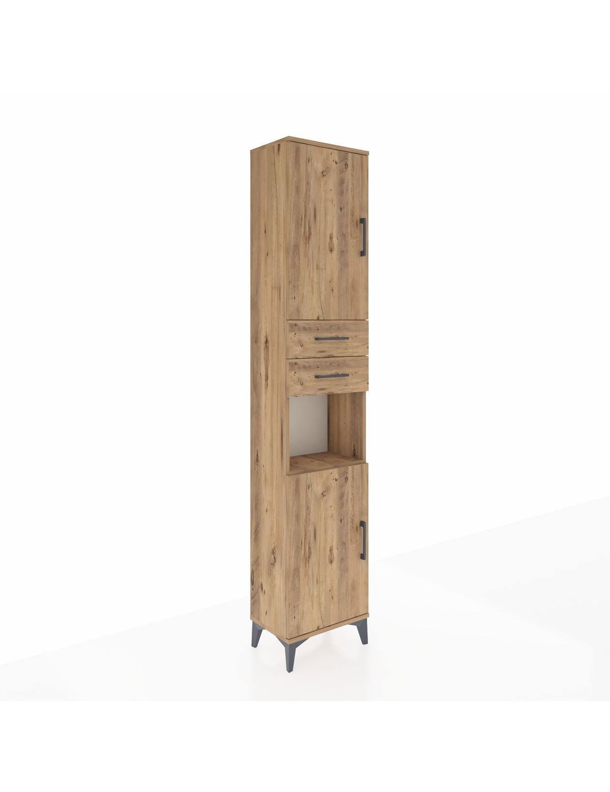 Arges Dolap 4 Raflı 2 Çekmeceli 2 Kapaklı 44x30x221 Çam-Çam