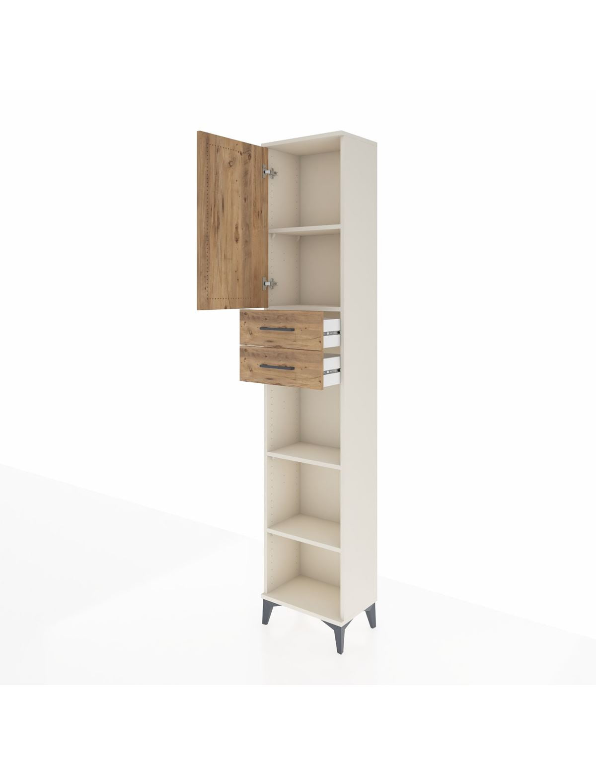Arges Dolap 4 Raflı 2 Çekmeceli Tek Kapaklı 44x30x221 - S28M238V3A