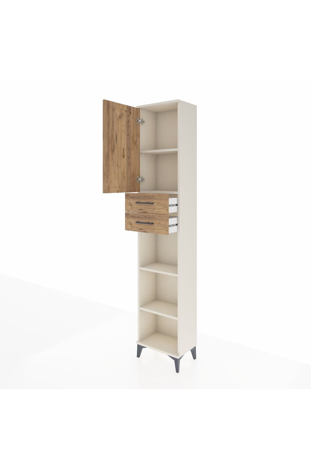 Arges Dolap 4 Raflı 2 Çekmeceli Tek Kapaklı 44x30x221 Aytaşı-Çam