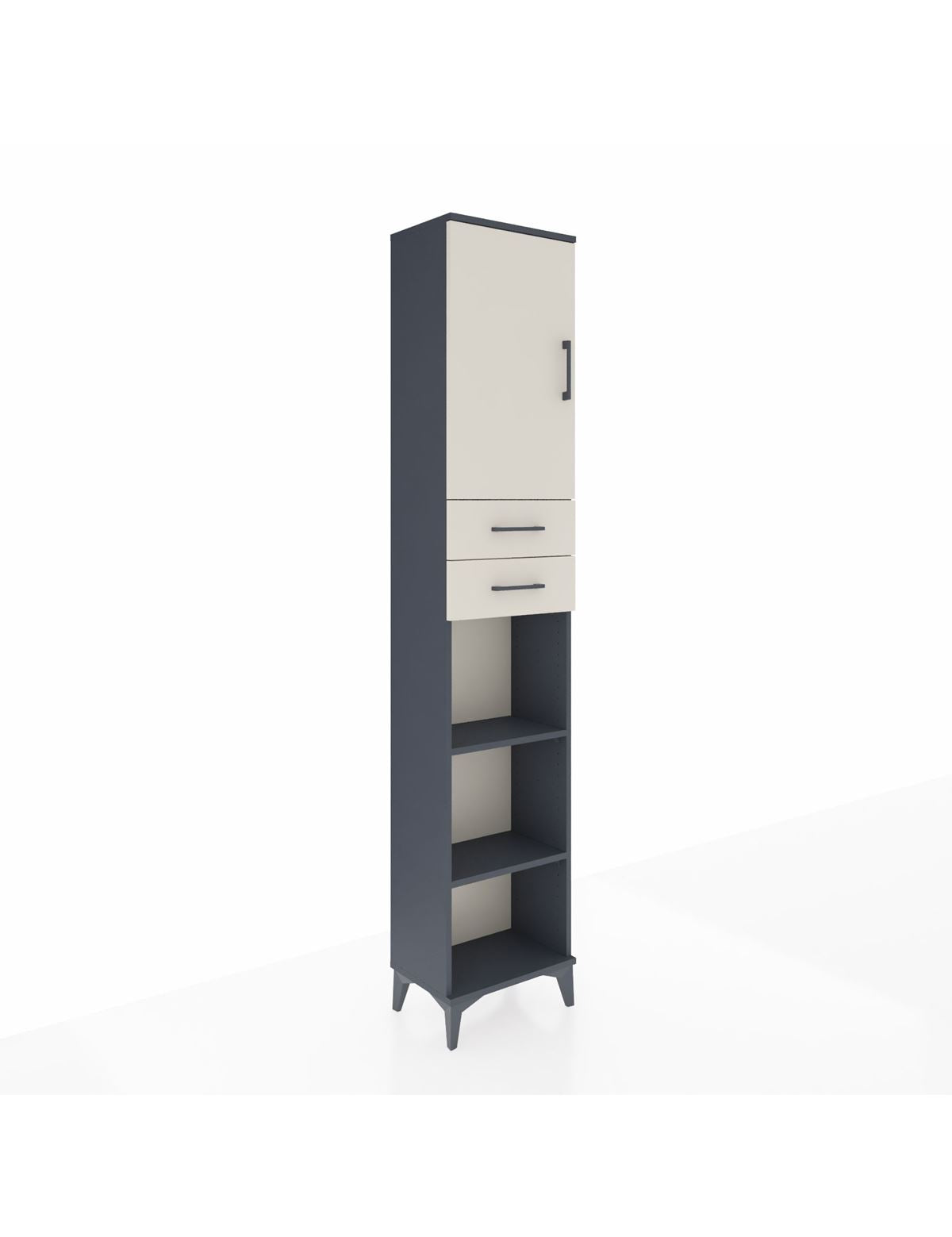 Arges Dolap 4 Raflı 2 Çekmeceli Tek Kapaklı 44x30x221 Antrasit-Aytaşı