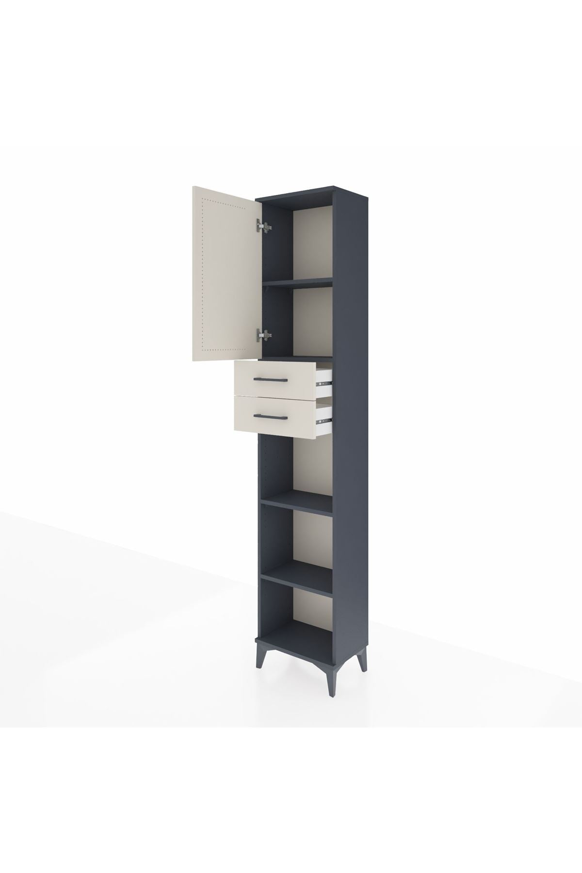 Arges Dolap 4 Raflı 2 Çekmeceli Tek Kapaklı 44x30x221 Antrasit-Aytaşı