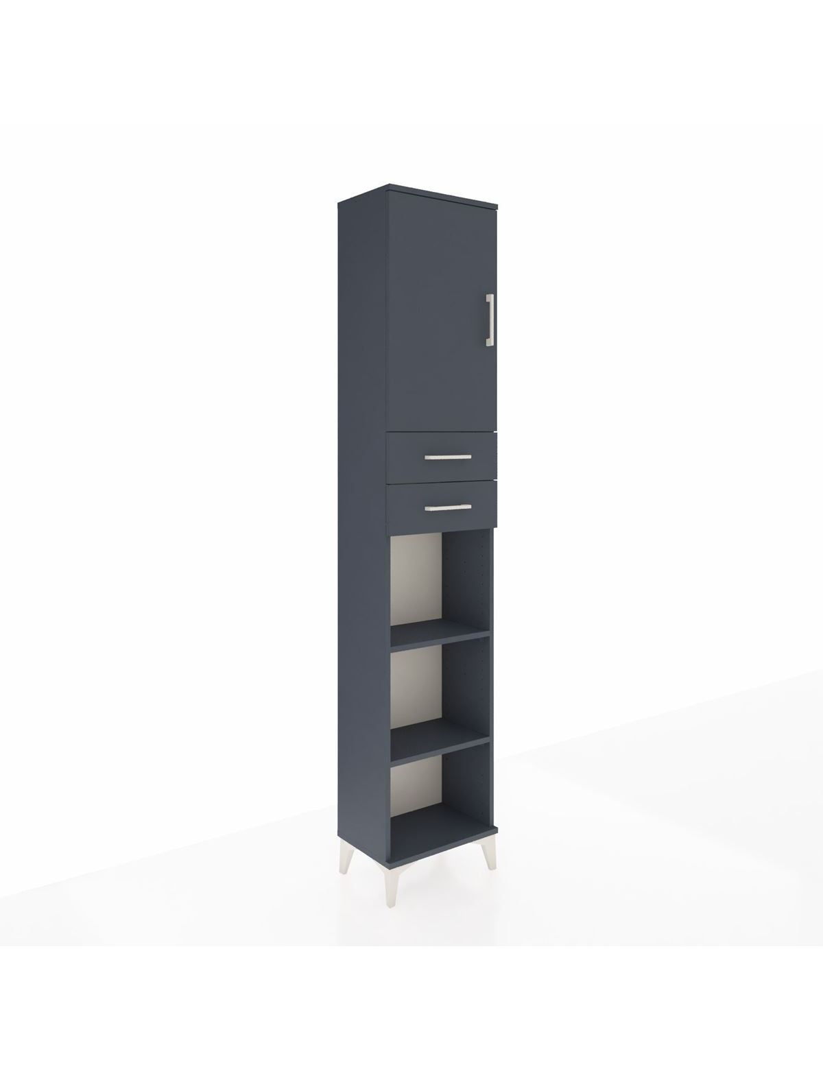 Arges Dolap 4 Raflı 2 Çekmeceli Tek Kapaklı 44x30x221 Antrasit-Antrasit
