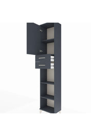 Arges Dolap 4 Raflı 2 Çekmeceli Tek Kapaklı 44x30x221 Antrasit-Antrasit