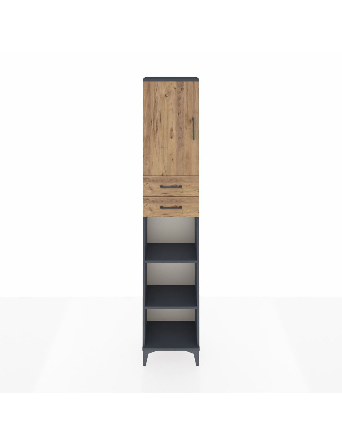 Arges Dolap 4 Raflı 2 Çekmeceli Tek Kapaklı 44x30x221 Antrasit-Çam