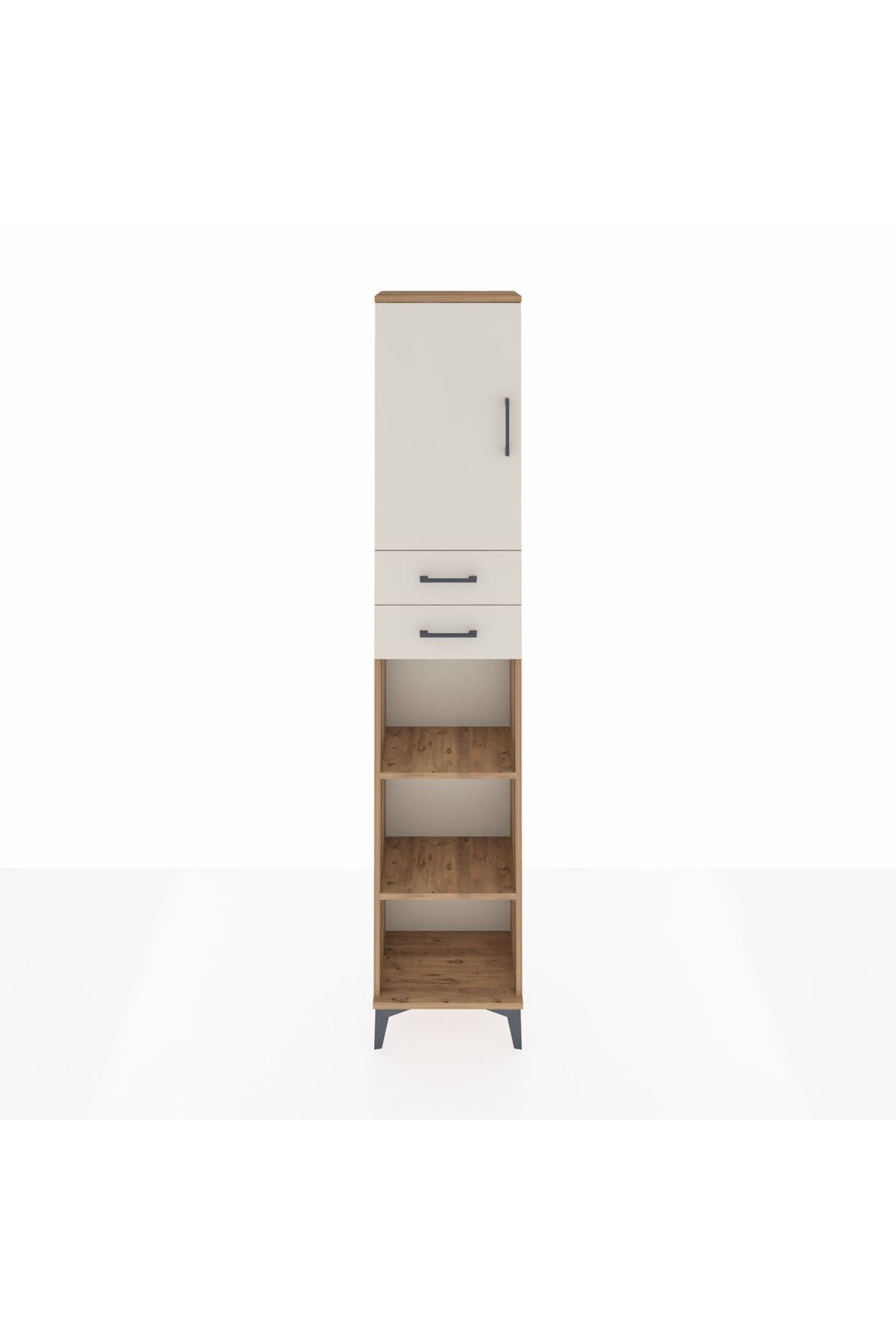 Arges Dolap 4 Raflı 2 Çekmeceli Tek Kapaklı 44x30x221 Çam-Aytaşı