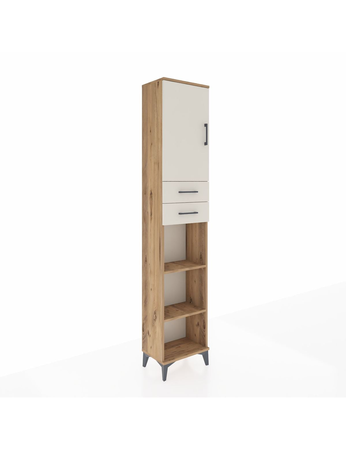 Arges Dolap 4 Raflı 2 Çekmeceli Tek Kapaklı 44x30x221 Çam-Aytaşı