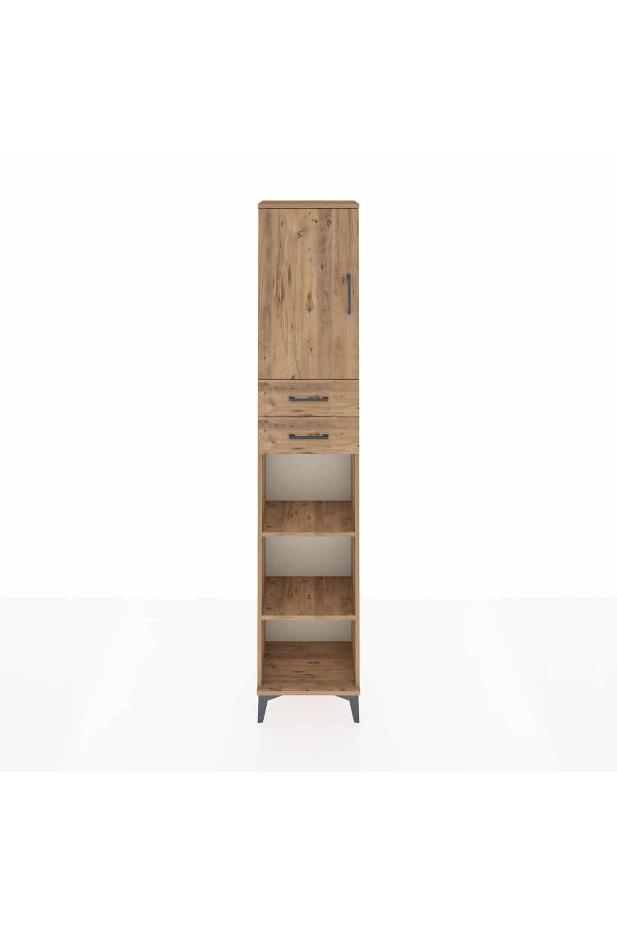 Arges Dolap 4 Raflı 2 Çekmeceli Tek Kapaklı 44x30x221 Çam-Çam