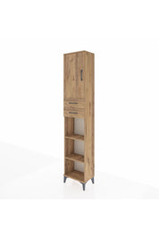 Arges Dolap 4 Raflı 2 Çekmeceli Tek Kapaklı 44x30x221 Çam-Çam