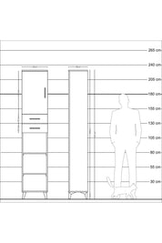 Arges Dolap 4 Raflı 2 Çekmeceli Tek Kapaklı 44x30x221 Çam-Çam