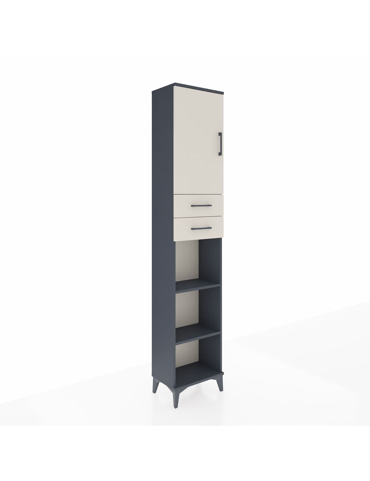 Arges Dolap 4 Raflı 2 Çekmeceli Tek Kapaklı 44x30x221 Antrasit-Aytaşı