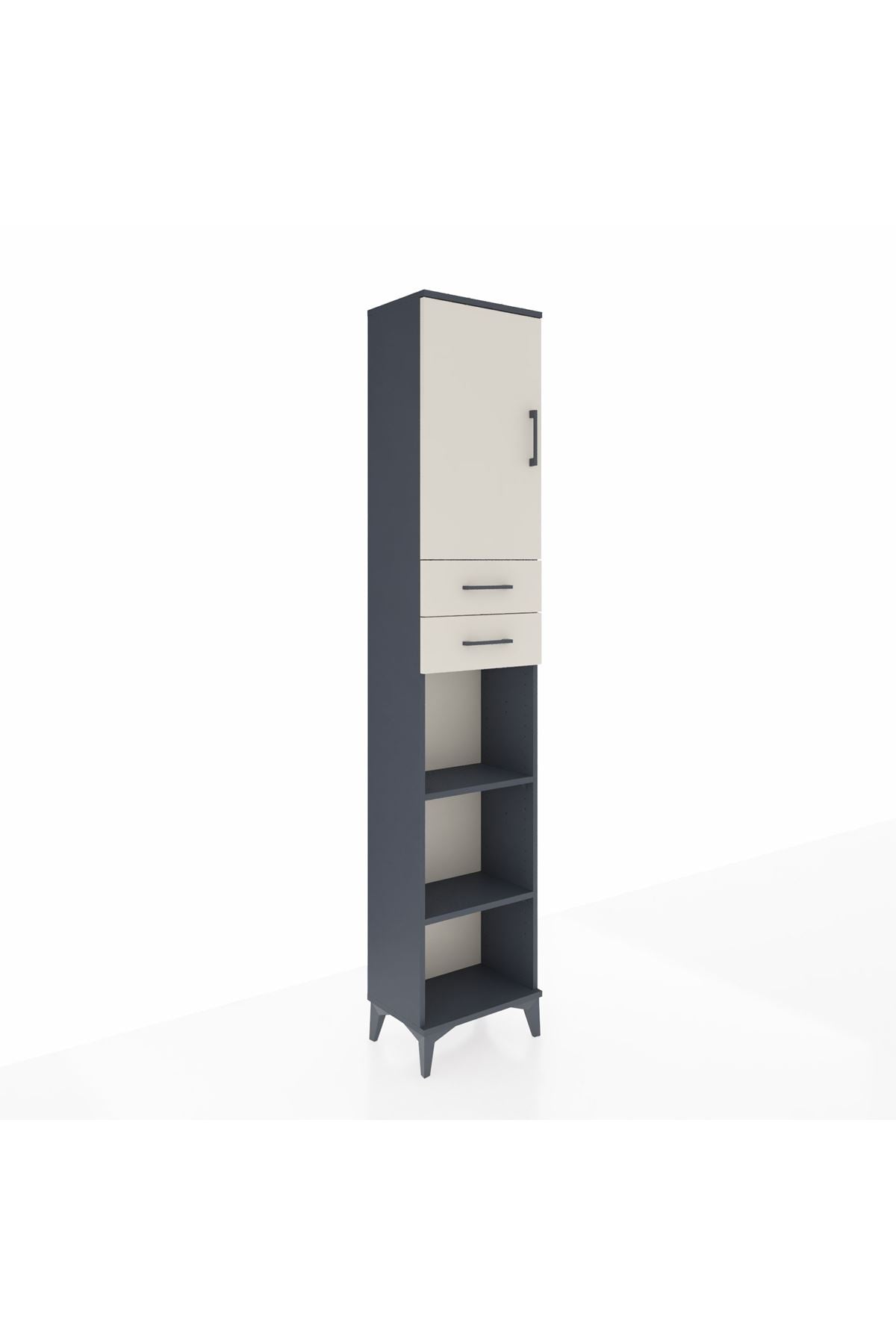 Arges Dolap 4 Raflı 2 Çekmeceli Tek Kapaklı 44x30x221 Antrasit-Aytaşı