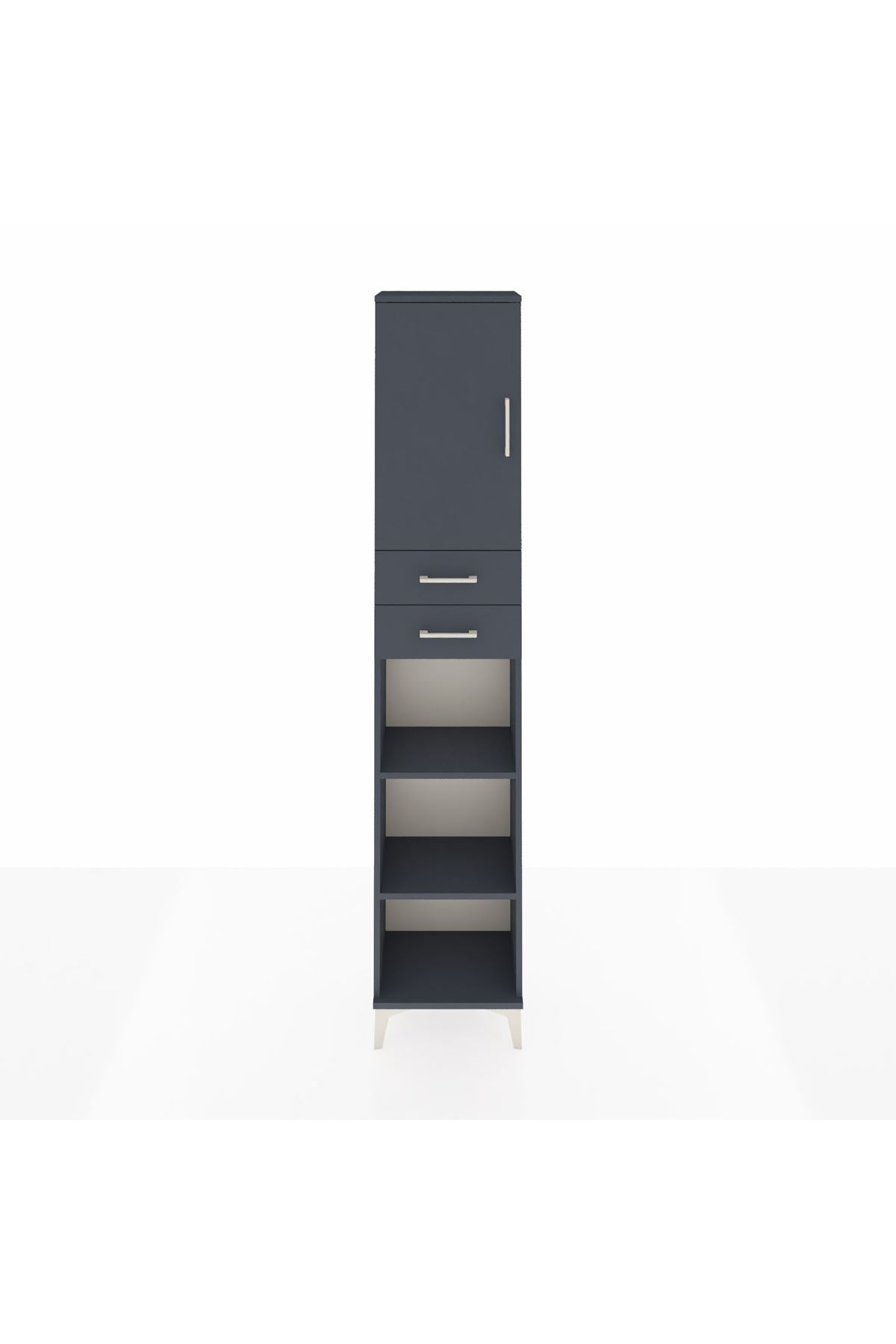 Arges Dolap 4 Raflı 2 Çekmeceli Tek Kapaklı 44x30x221 Antrasit-Antrasit