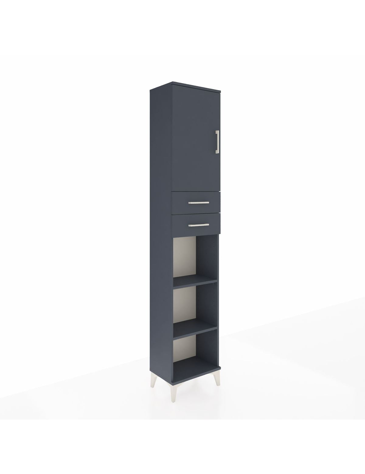 Arges Dolap 4 Raflı 2 Çekmeceli Tek Kapaklı 44x30x221 Antrasit-Antrasit