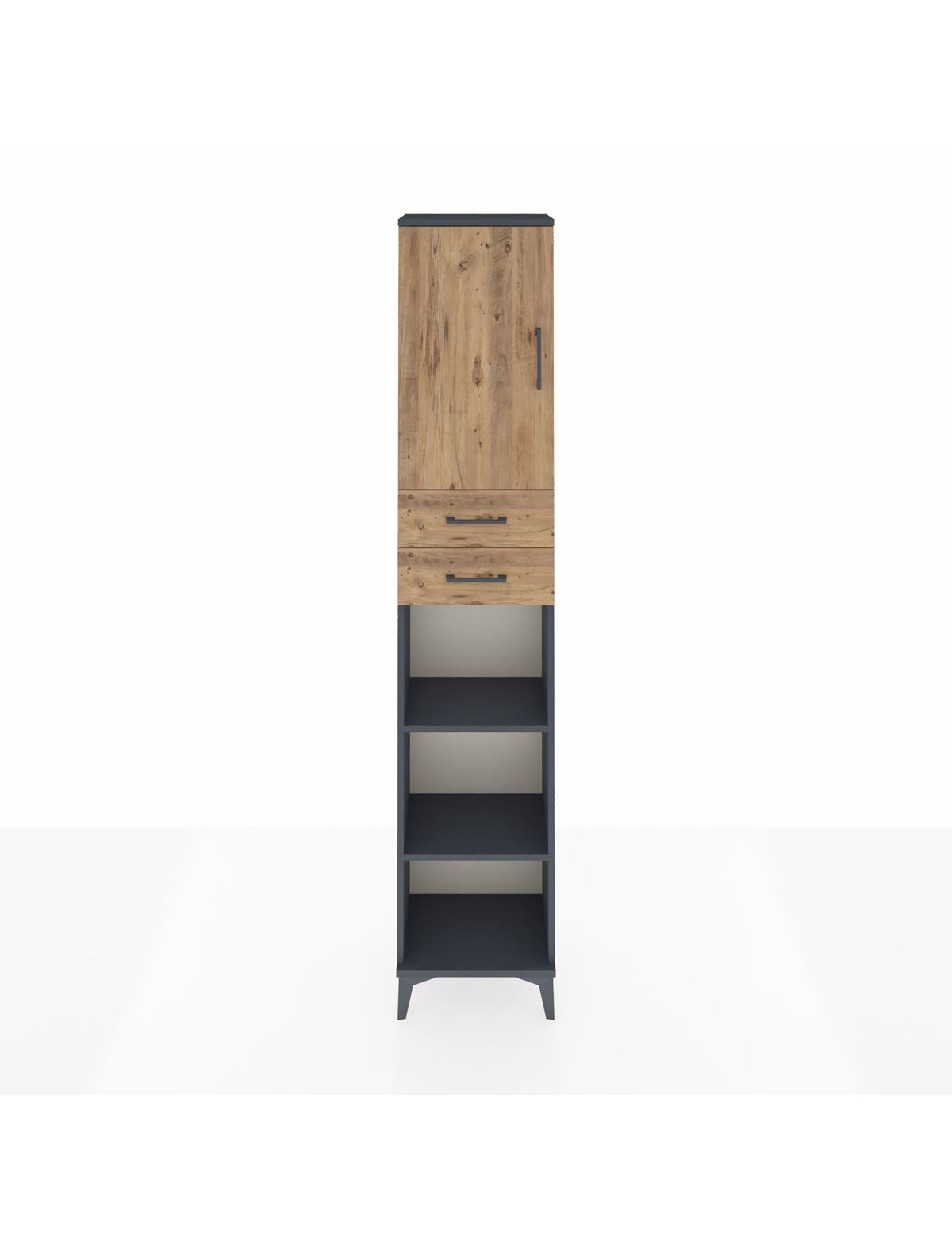 Arges Dolap 4 Raflı 2 Çekmeceli Tek Kapaklı 44x30x221 Antrasit-Çam