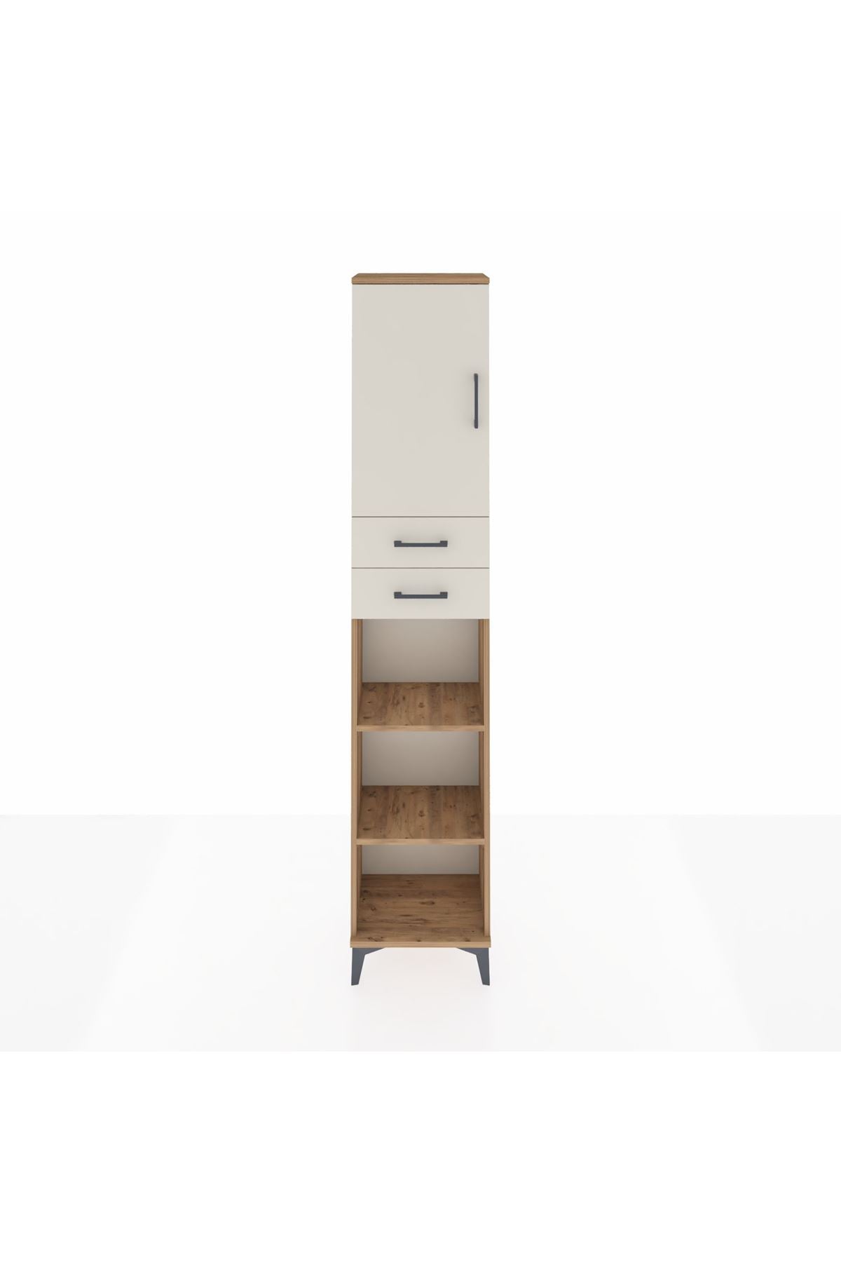 Arges Dolap 4 Raflı 2 Çekmeceli Tek Kapaklı 44x30x221 Çam-Aytaşı