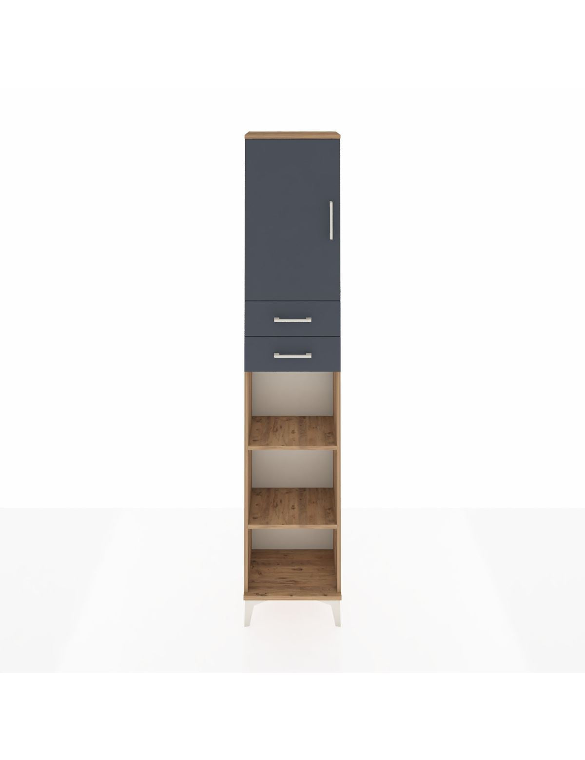 Arges Dolap 4 Raflı 2 Çekmeceli Tek Kapaklı 44x30x221 Çam-Antrasit