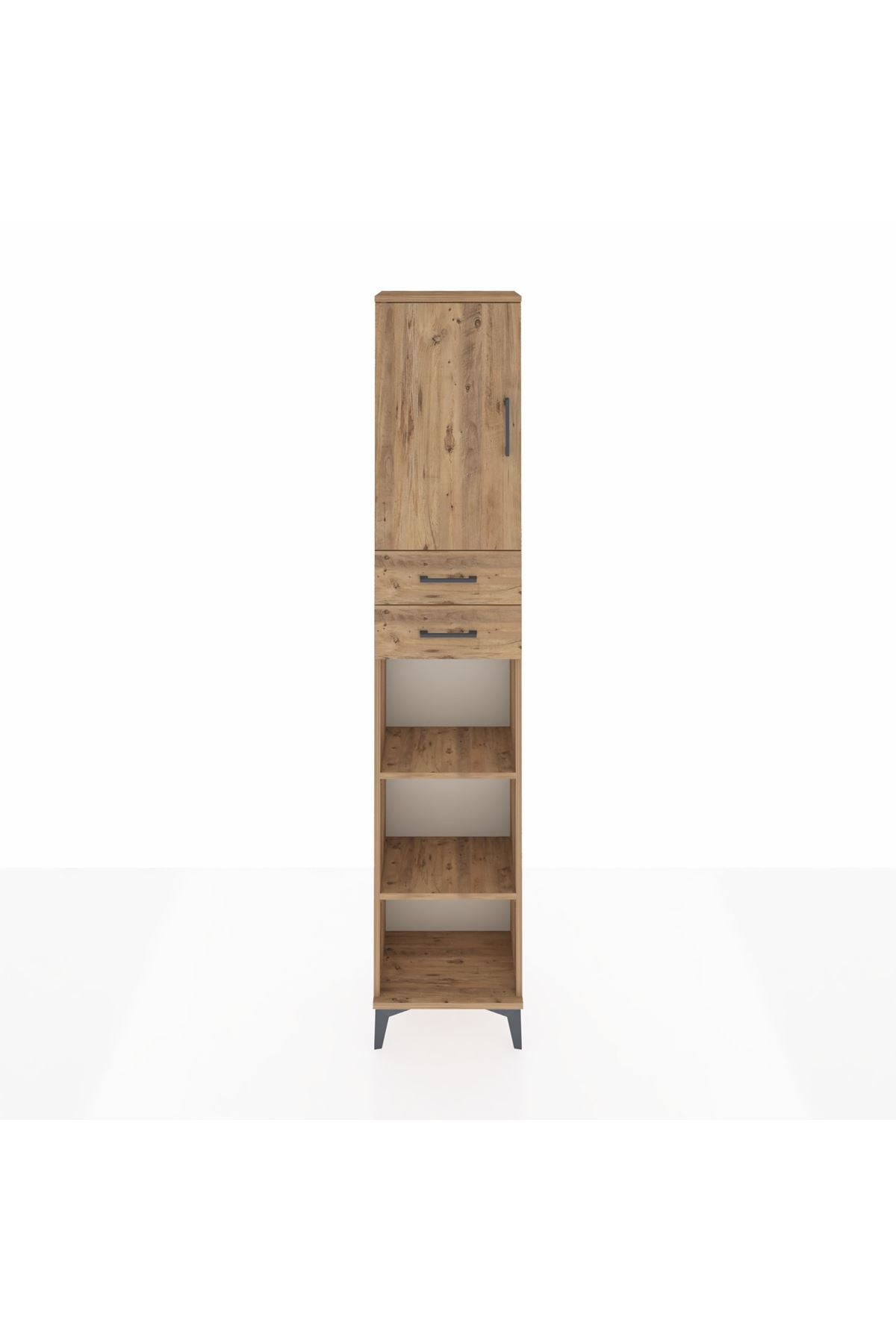 Arges Dolap 4 Raflı 2 Çekmeceli Tek Kapaklı 44x30x221 Çam-Çam