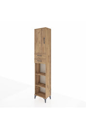 Arges Dolap 4 Raflı 2 Çekmeceli Tek Kapaklı 44x30x221 Çam-Çam