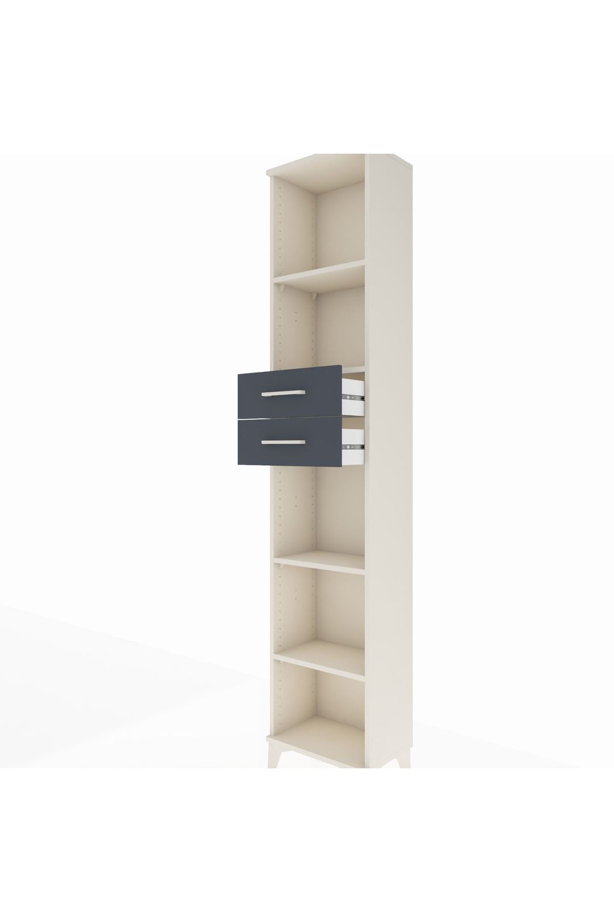 Arges Dolap 4 Raflı 2 Çekmeceli 44x30x221 Aytaşı-Antrasit