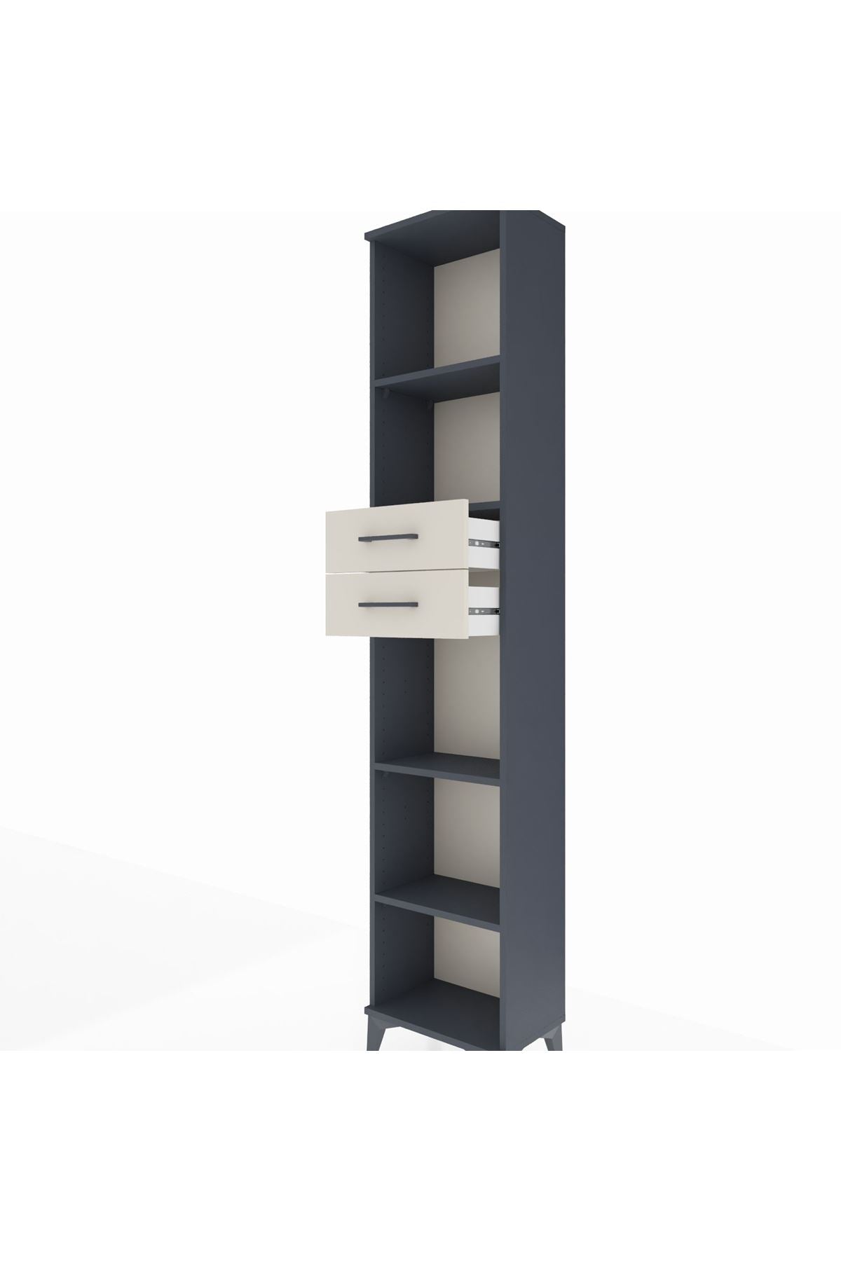 Arges Dolap 4 Raflı 2 Çekmeceli 44x30x221 Antrasit-Aytaşı