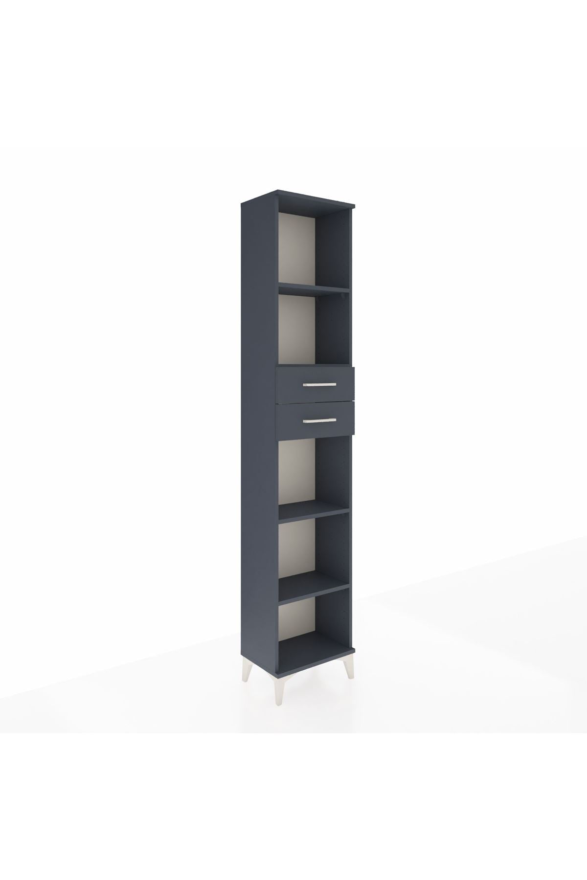 Arges Dolap 4 Raflı 2 Çekmeceli 44x30x221 Antrasit-Antrasit