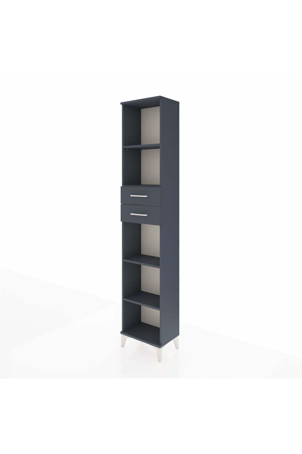 Arges Dolap 4 Raflı 2 Çekmeceli 44x30x221 Antrasit-Antrasit