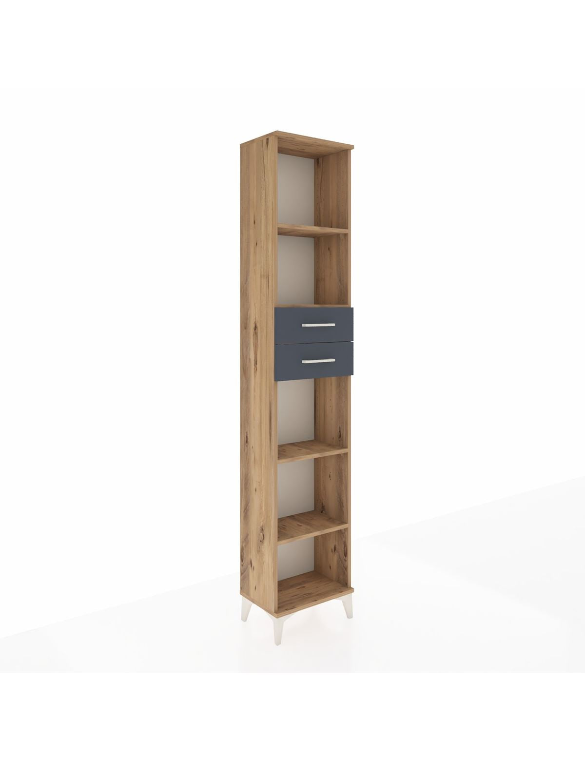 Arges Dolap 4 Raflı 2 Çekmeceli 44x30x221 Çam-Antrasit