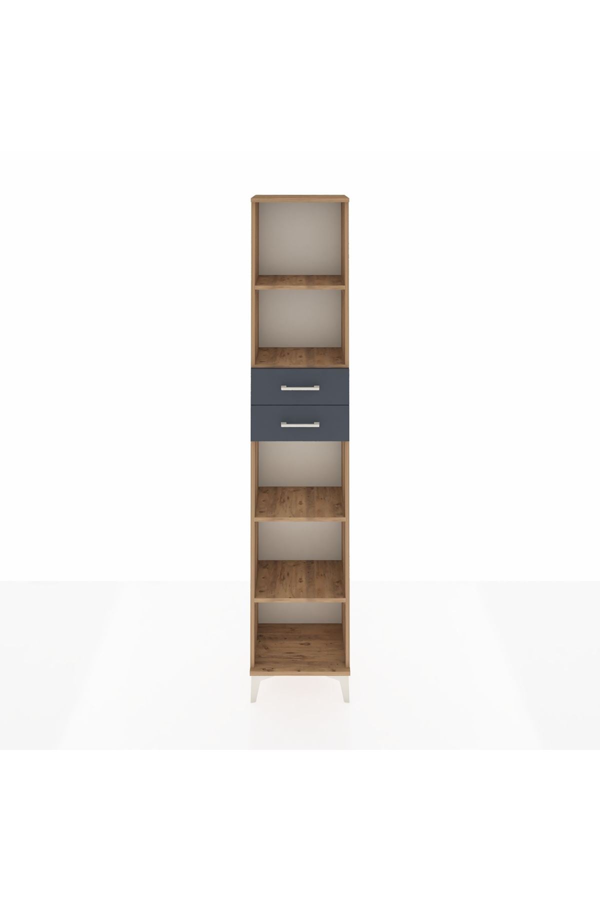 Arges Dolap 4 Raflı 2 Çekmeceli 44x30x221 Çam-Antrasit